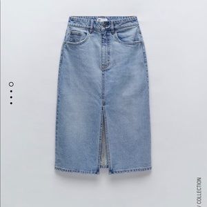 Zara denim midi skirt